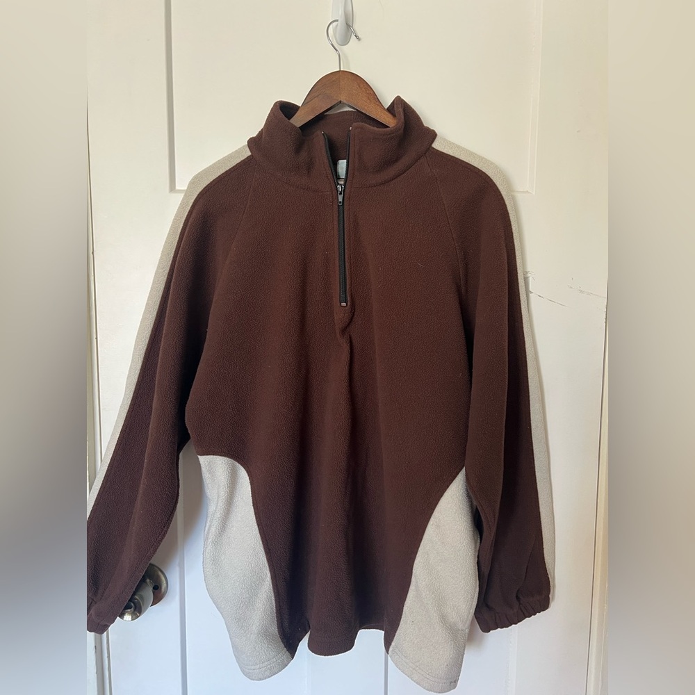 Polo Sports Brown and White Quarter Zip Sweater